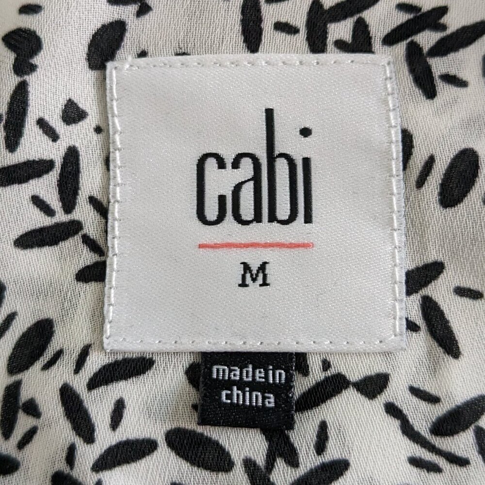 CAbi Button-up Blouse Womens M Black White Long Sleeve Split-Back Osaka Nights - Picture 5 of 16